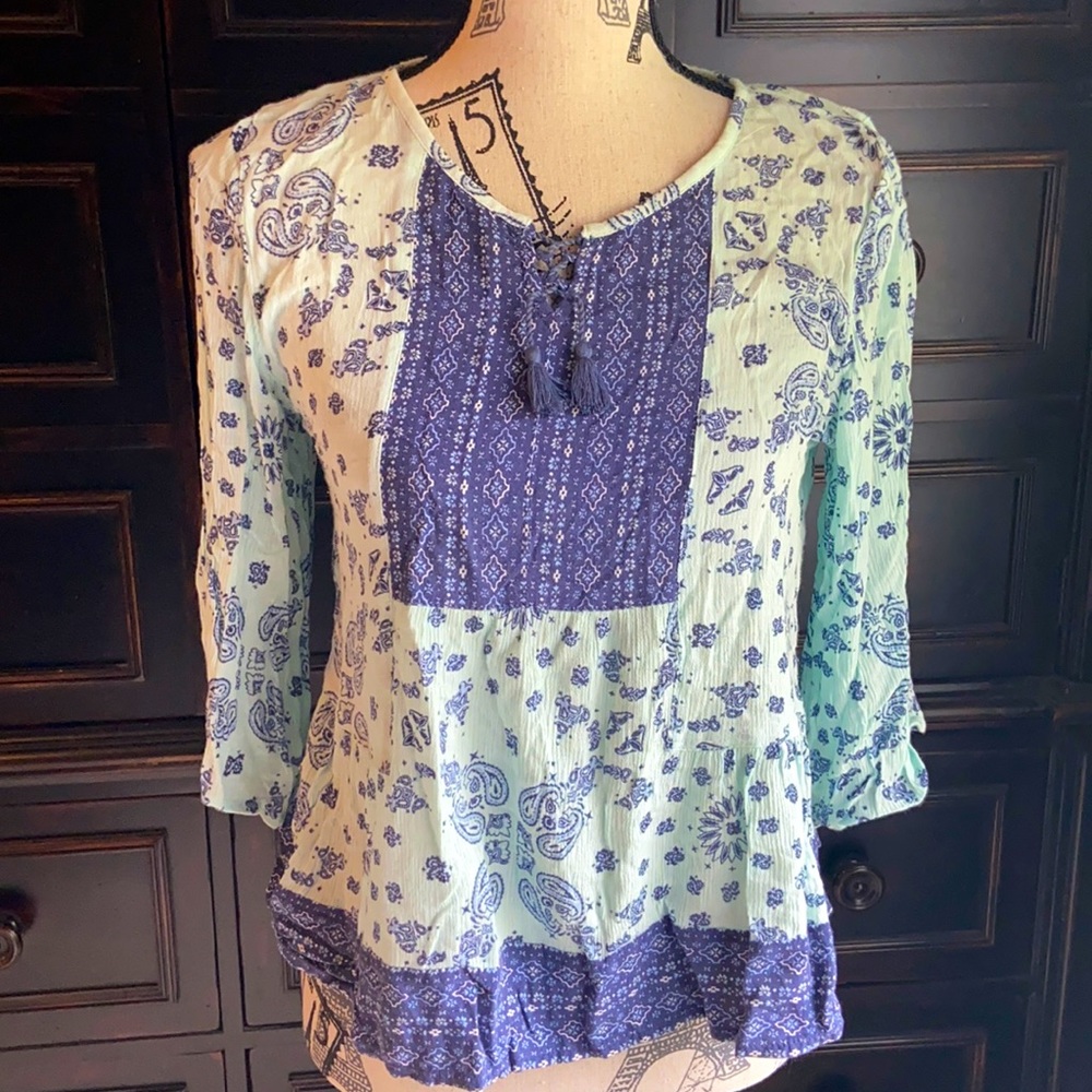 Light blue paisley blouse